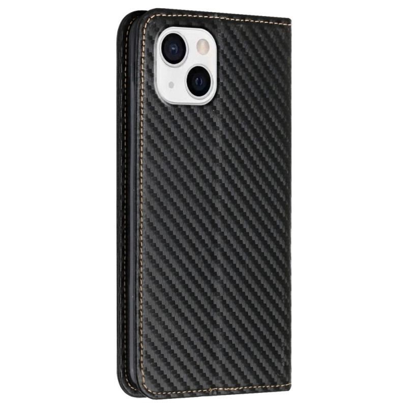 Cover iPhone 14 Plus Flip Cover Kulfiber Med Snor