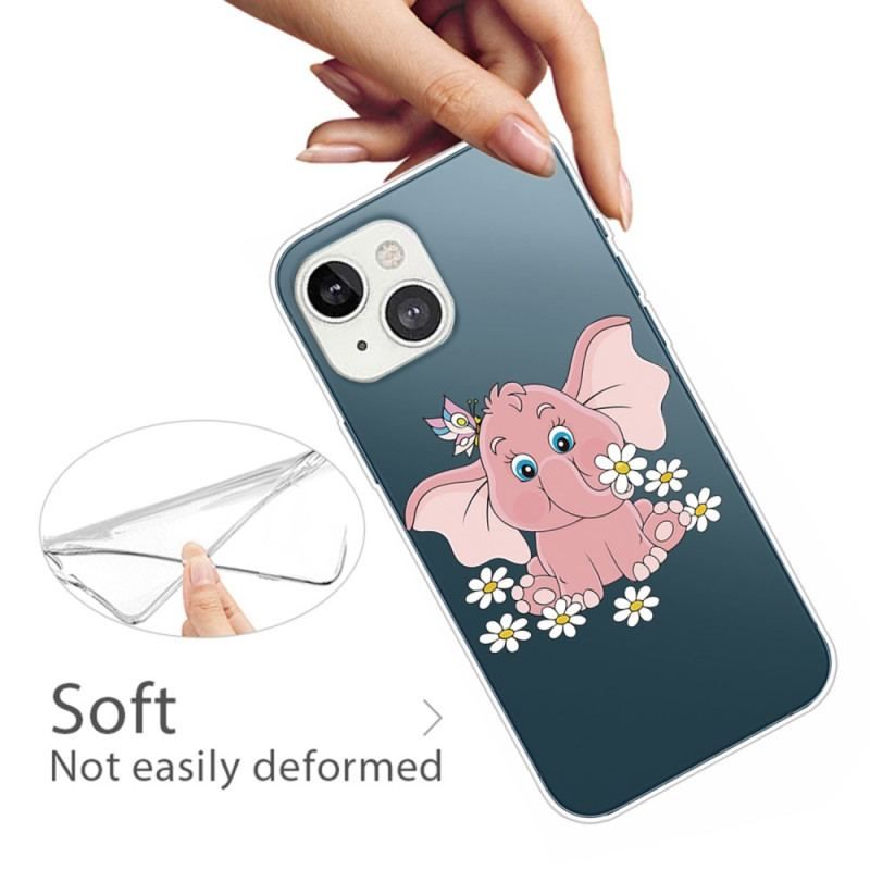 Cover iPhone 14 Plus Sømløs Lyserød Elefant