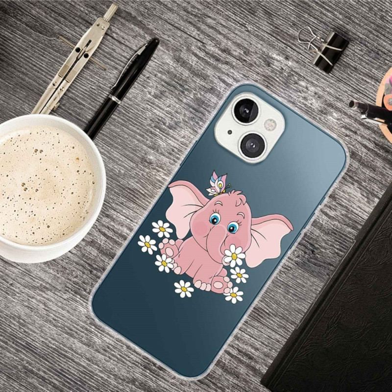 Cover iPhone 14 Plus Sømløs Lyserød Elefant