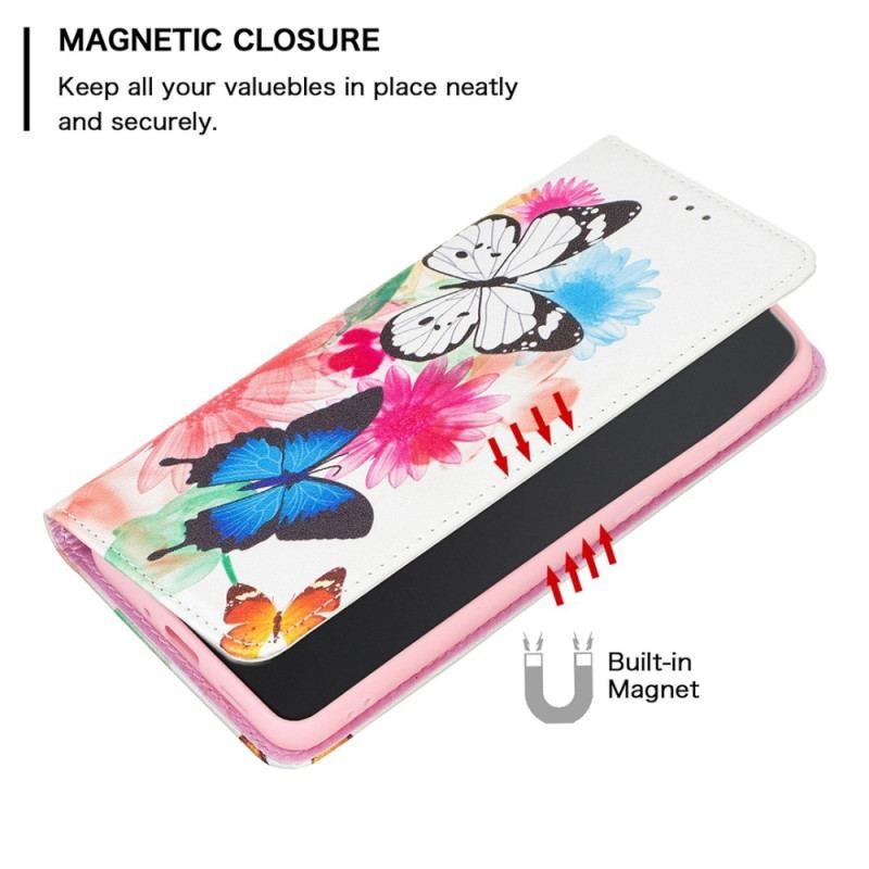 Cover iPhone 14 Pro Flip Cover Sommerfugle