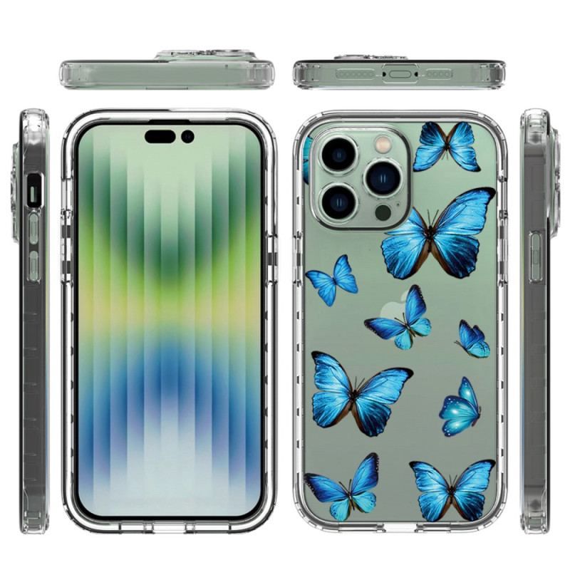 Cover iPhone 14 Pro Max Forbedrede Blå Sommerfugle