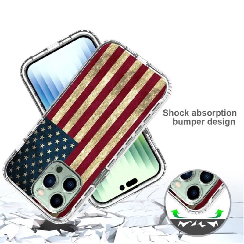 Cover iPhone 14 Pro Max Forstærket Amerikansk Flag