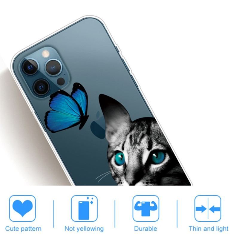 Cover iPhone 14 Pro Mellem Kat Og Sommerfugl