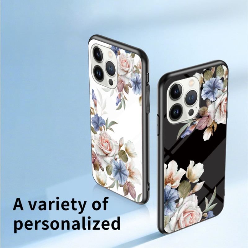 Cover iPhone 15 Pro Blomsterhærdet Glas Med Støttering