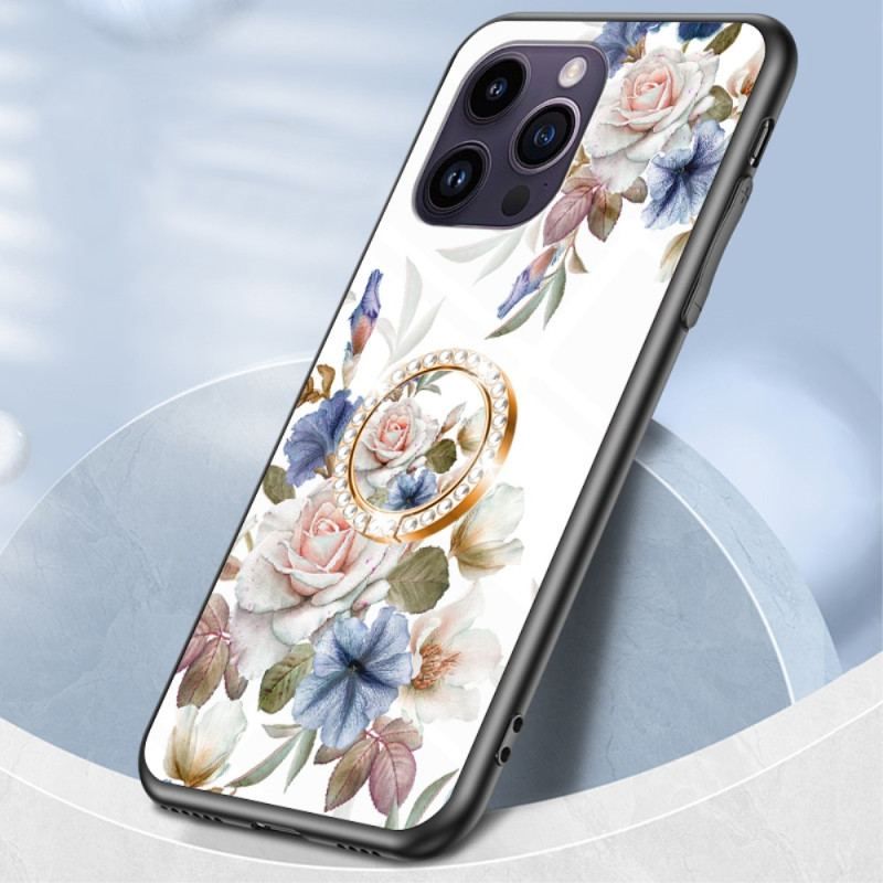 Cover iPhone 15 Pro Max Blomsterhærdet Glas Med Støttering