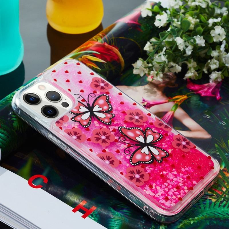 Cover iPhone 15 Pro Max Sommerfugle Glitter