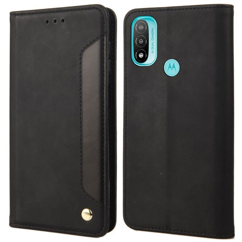 Cover Moto E40 / E30 / E20 Flip Cover Tofarvet Business Lædereffekt