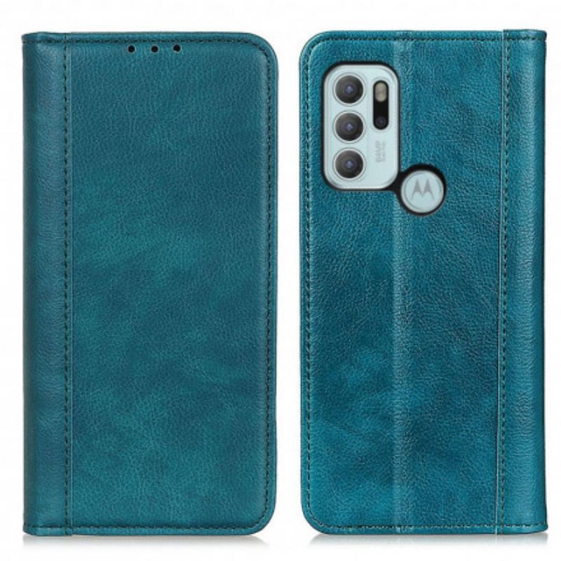 Cover Moto G60S Flip Cover Litchi Split Læderversion