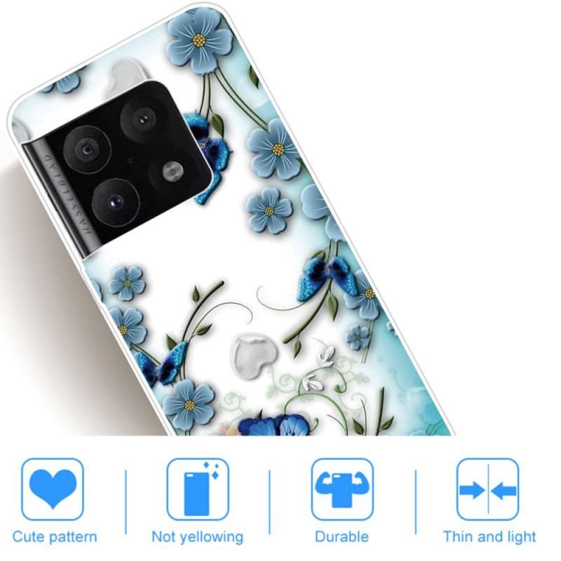 Cover OnePlus 10 Pro 5G Retro Sommerfugle Og Blomster