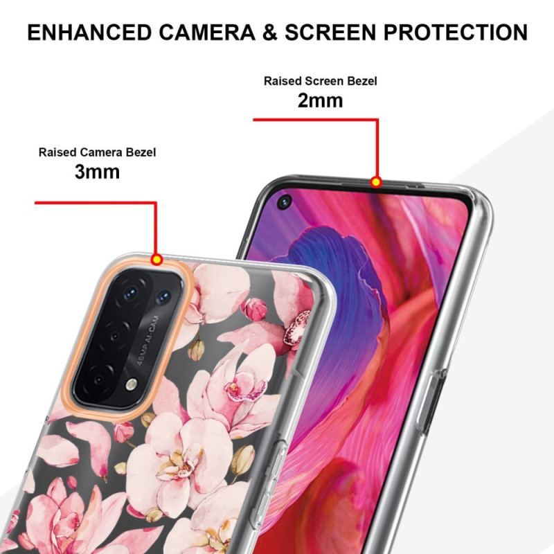 Cover Oppo A54 5G / A74 5G Sømløs Blomster