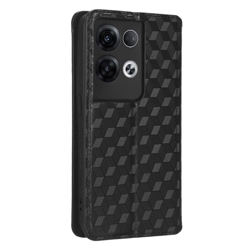 Cover Oppo Reno 8 Flip Cover 3d Cube Lædereffekt