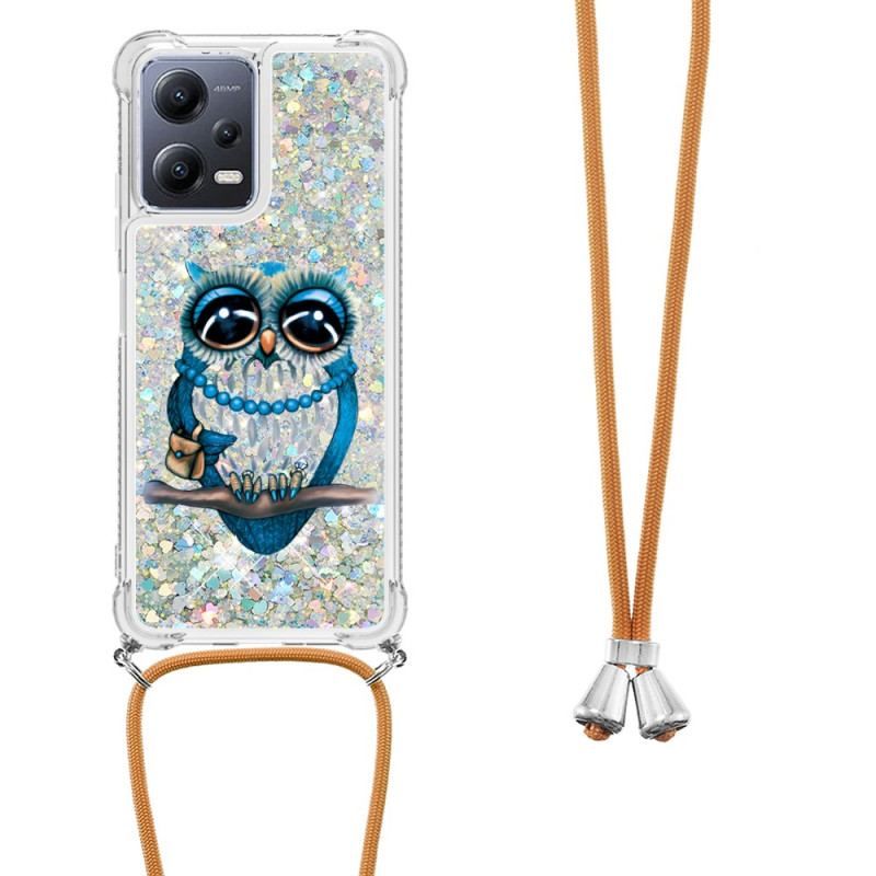 Cover Poco X5 5G Med Snor Sequin Snøre Miss Owl