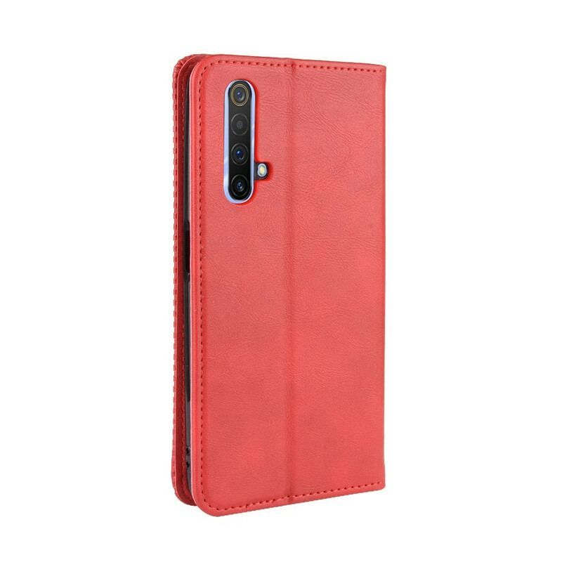 Cover Realme X50 Flip Cover Stiliseret Vintage Lædereffekt