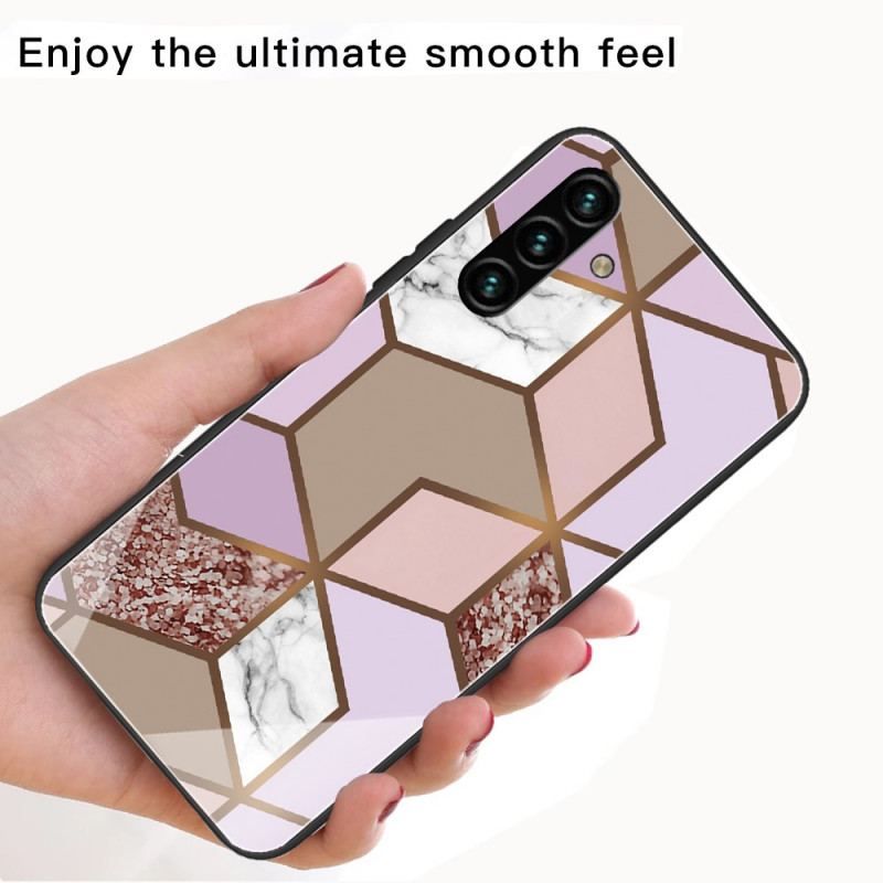 Cover Samsung Galaxy A13 5G / A04s Geometri Marmor Hærdet Glas