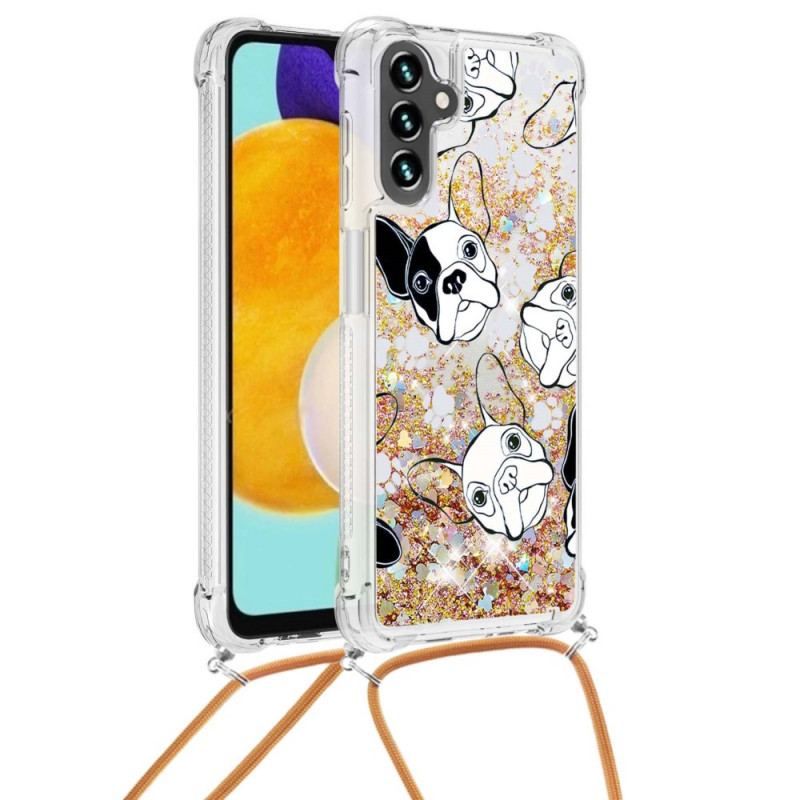 Cover Samsung Galaxy A13 5G / A04s Med Snor Hunde Med Pailletter Med Snoretræk