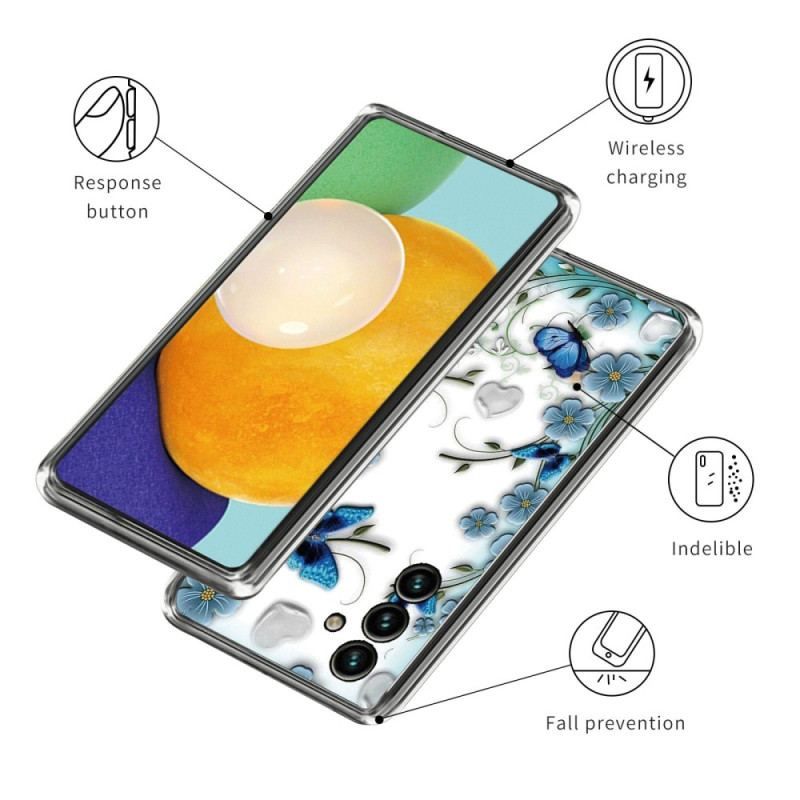 Cover Samsung Galaxy A14 / A14 5G Gennemsigtige Sommerfugle På Flugt