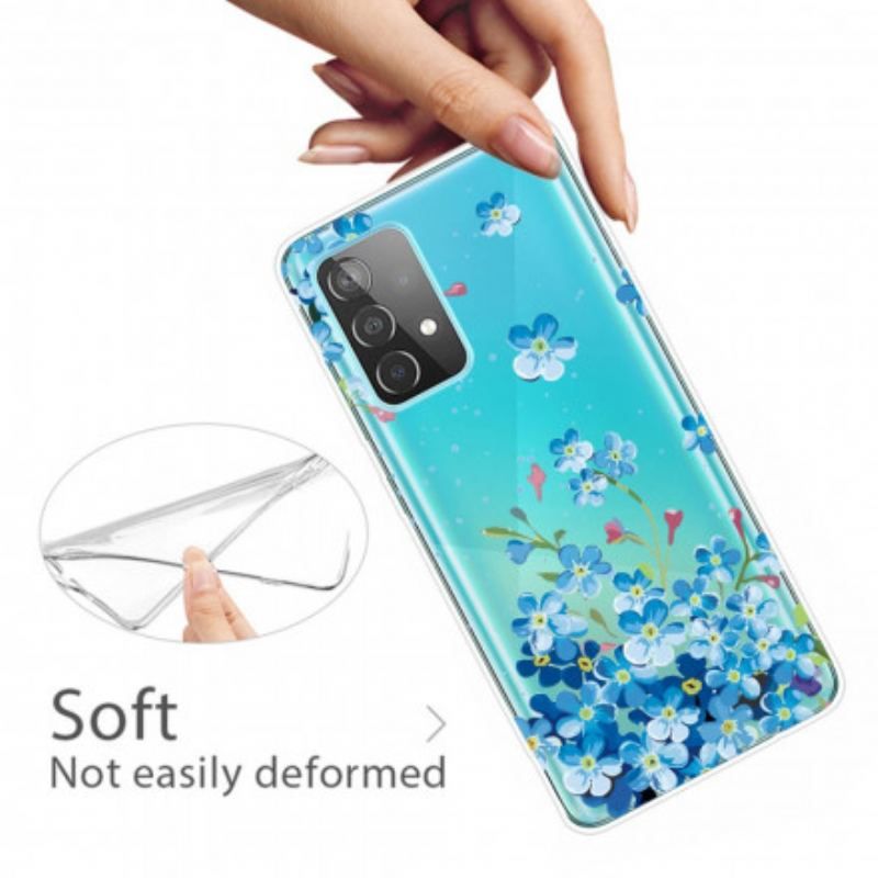 Cover Samsung Galaxy A52 4G / A52 5G / A52s 5G Blå Blomster