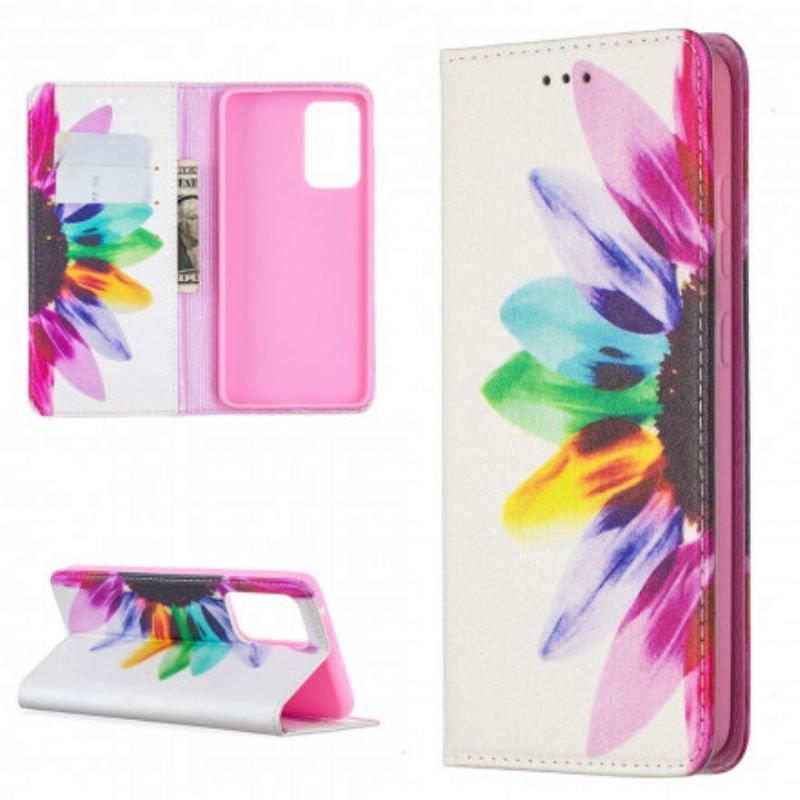 Cover Samsung Galaxy A52 4G / A52 5G / A52s 5G Flip Cover Akvarel Blomst