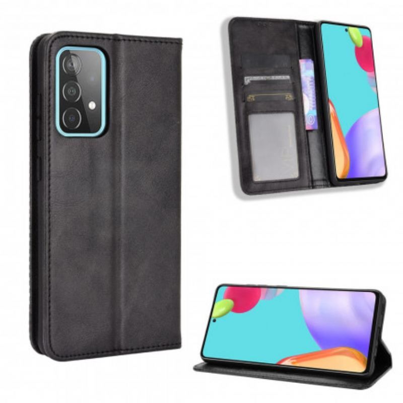 Cover Samsung Galaxy A52 4G / A52 5G / A52s 5G Flip Cover Stiliseret Vintage Lædereffekt