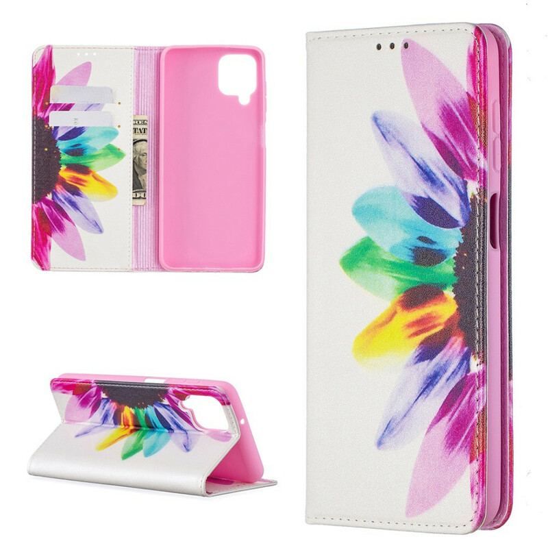 Cover Samsung Galaxy M12 / A12 Flip Cover Akvarel Blomst