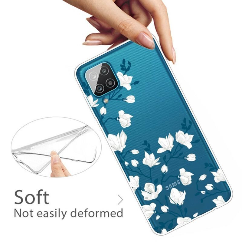 Cover Samsung Galaxy M12 / A12 Hvide Blomster