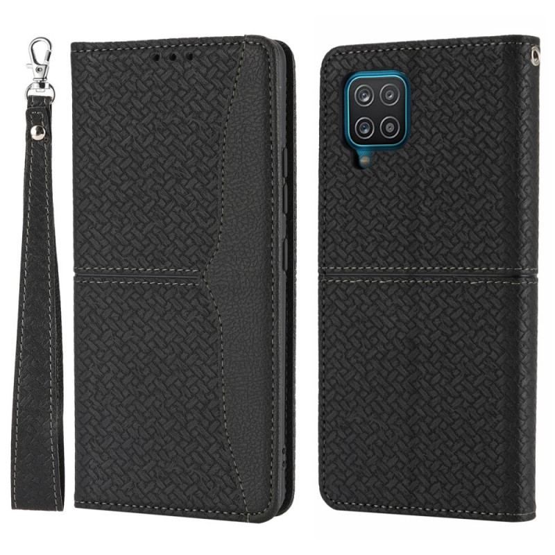 Cover Samsung Galaxy M12 / A12 Med Snor Flip Cover Strappy Vævet Læder Stil