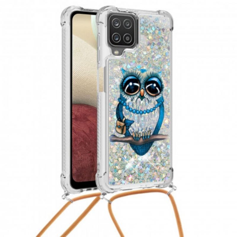 Cover Samsung Galaxy M12 / A12 Med Snor Sequin Snøre Miss Owl