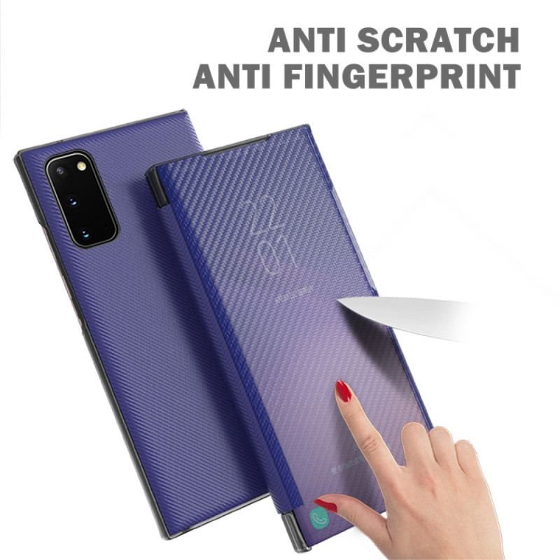 Cover Samsung Galaxy S20 Plus / S20 Plus 5G Flip Cover Gennemskinnelig Kulfiber