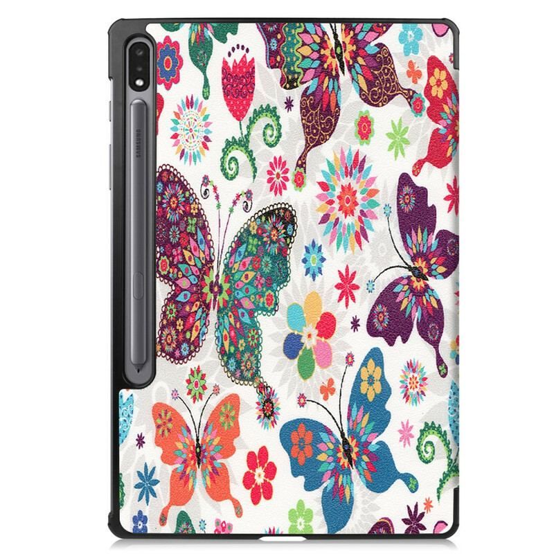 Cover Samsung Galaxy Tab S8 Plus / Tab S7 Plus Forbedrede Sommerfugle Og Blomster