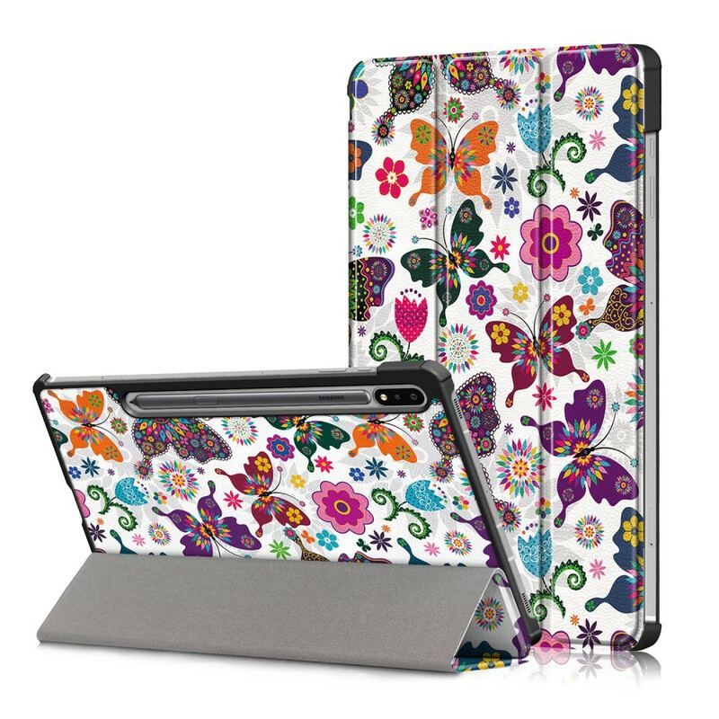 Cover Samsung Galaxy Tab S8 / Tab S7 Forbedrede Sommerfugle Og Blomster