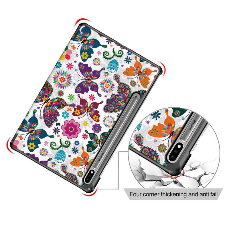 Cover Samsung Galaxy Tab S8 / Tab S7 Forbedrede Sommerfugle Og Blomster