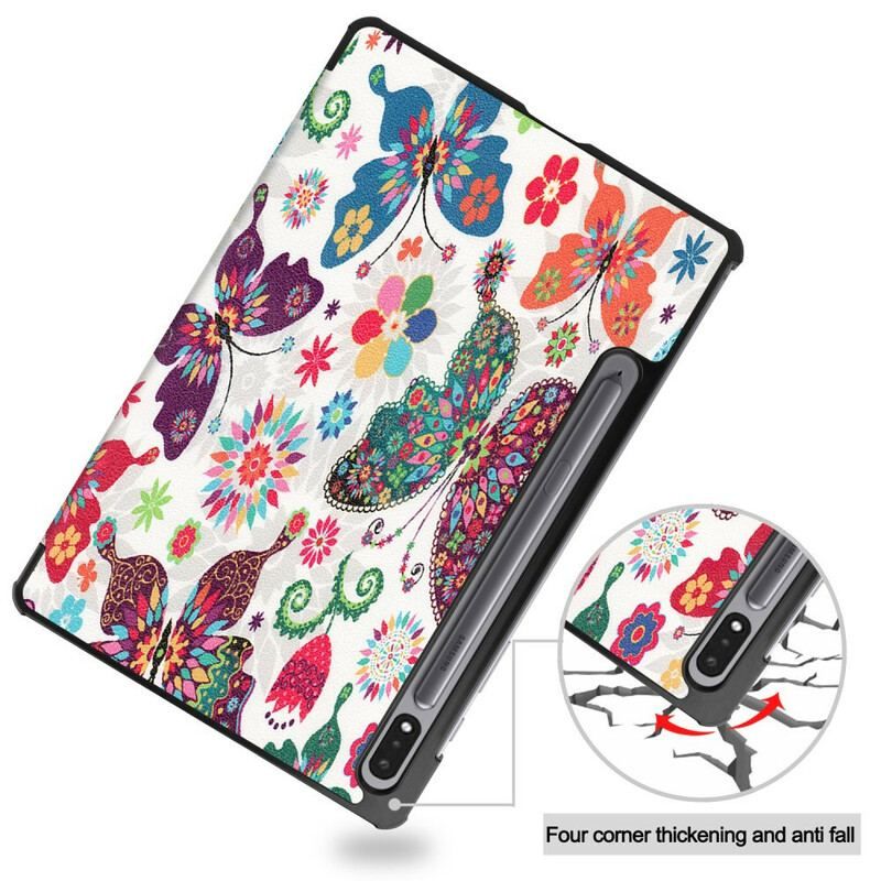 Cover Samsung Galaxy Tab S8 / Tab S7 Vintage Blomsterpenneholder