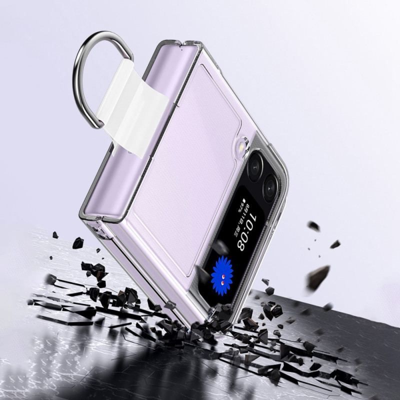 Cover Samsung Galaxy Z Flip 4 Flip Cover Gennemsigtig Med Ring