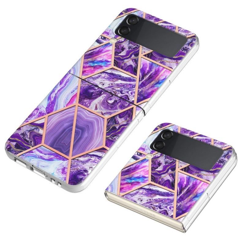 Cover Samsung Galaxy Z Flip 4 Flip Cover Geometrisk Marmor