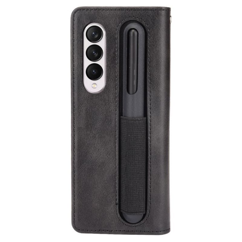 Cover Samsung Galaxy Z Fold 4 Flip Cover Retro Pen Opbevaring