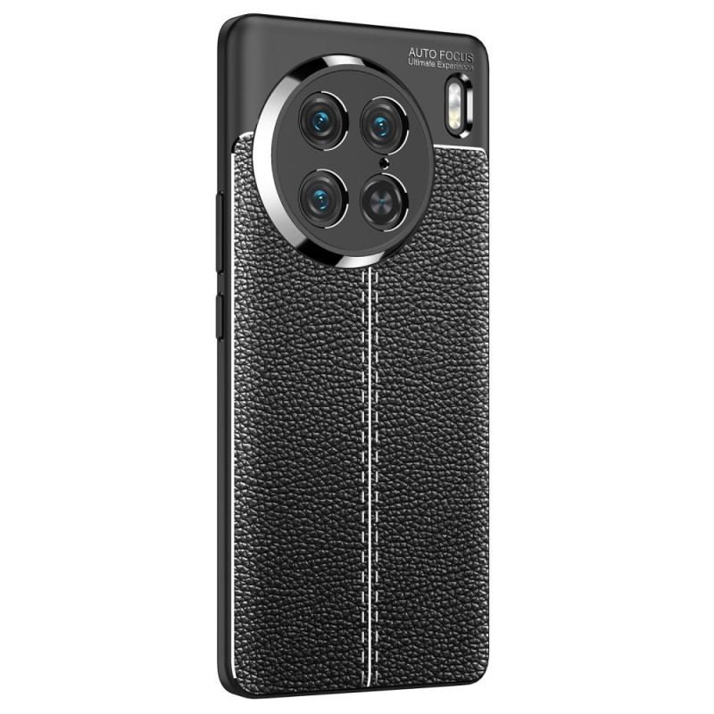 Cover Vivo X90 Pro Dobbelt Linje Litchi Læder Effekt