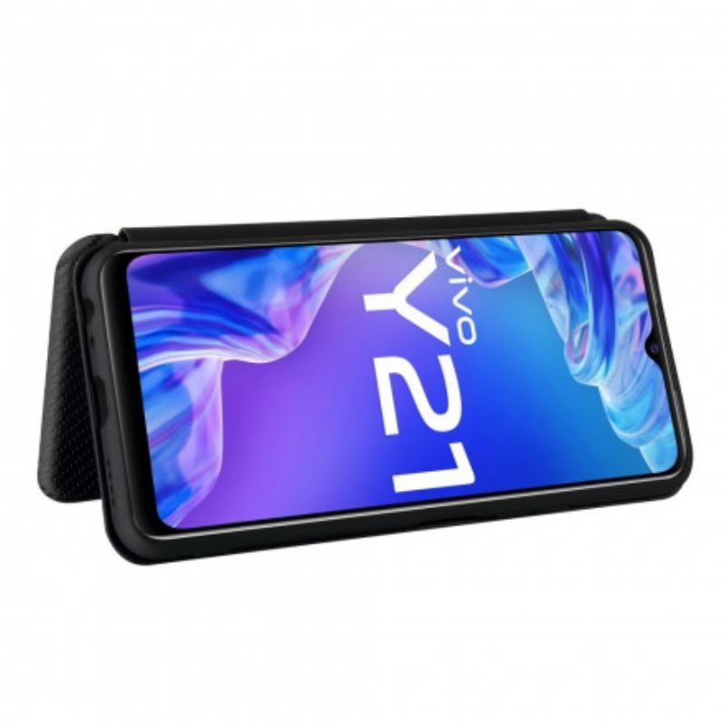 Cover Vivo Y21 Flip Cover Farvet Carbon Silikone