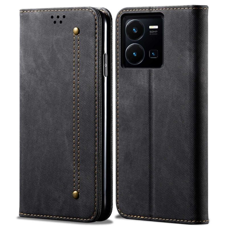 Cover Vivo Y35 Flip Cover Denim Stof