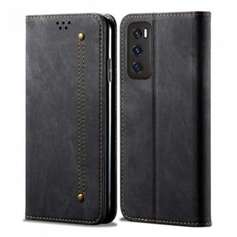 Cover Vivo Y70 Flip Cover Denim Stof