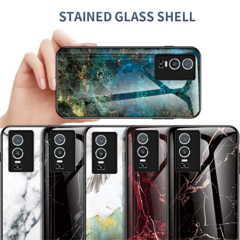 Cover Vivo Y76 5G Marmorfarver Hærdet Glas