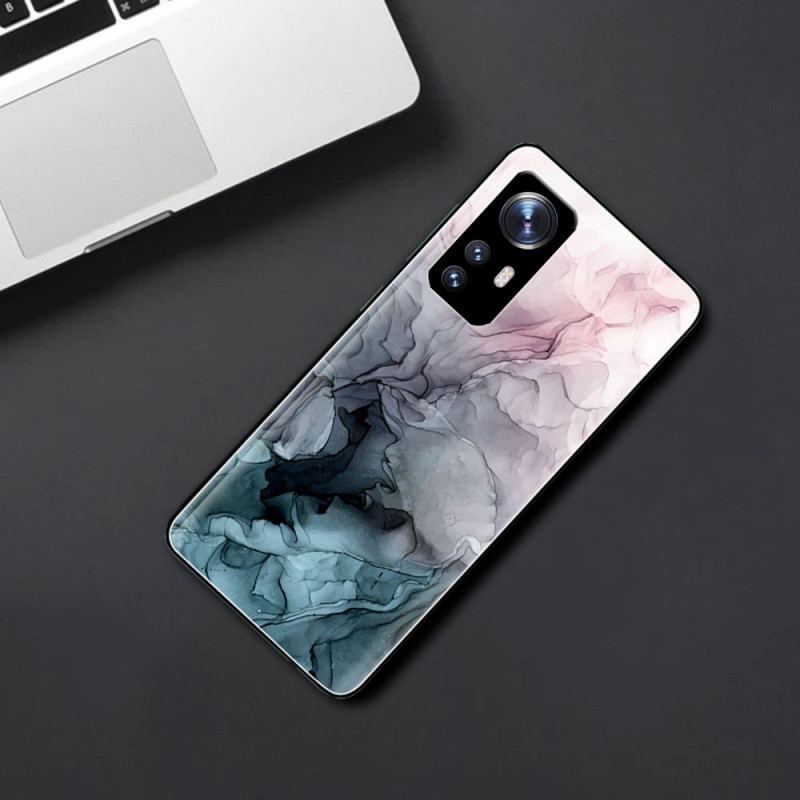 Cover Xiaomi 12 / 12X Akvarel Marmor Hærdet Glas