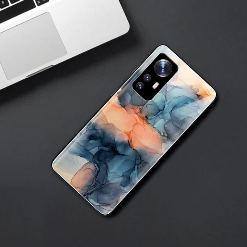 Cover Xiaomi 12 / 12X Akvarel Marmor Hærdet Glas