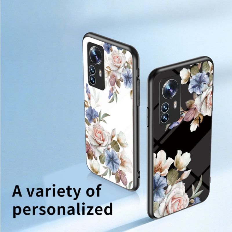 Cover Xiaomi 12 / 12X Hærdet Glas Med Blomsterring