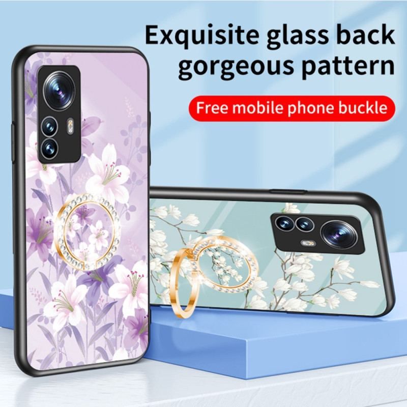 Cover Xiaomi 12 / 12X Hærdet Glas Med Blomsterring