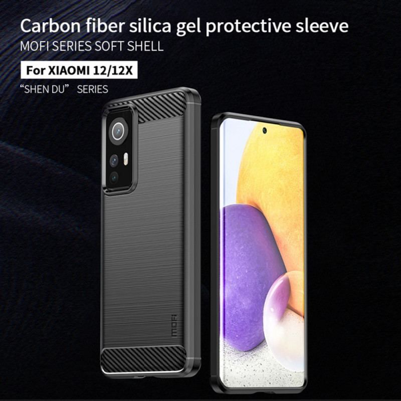 Cover Xiaomi 12 / 12X Mofi Børstet Kulfiber