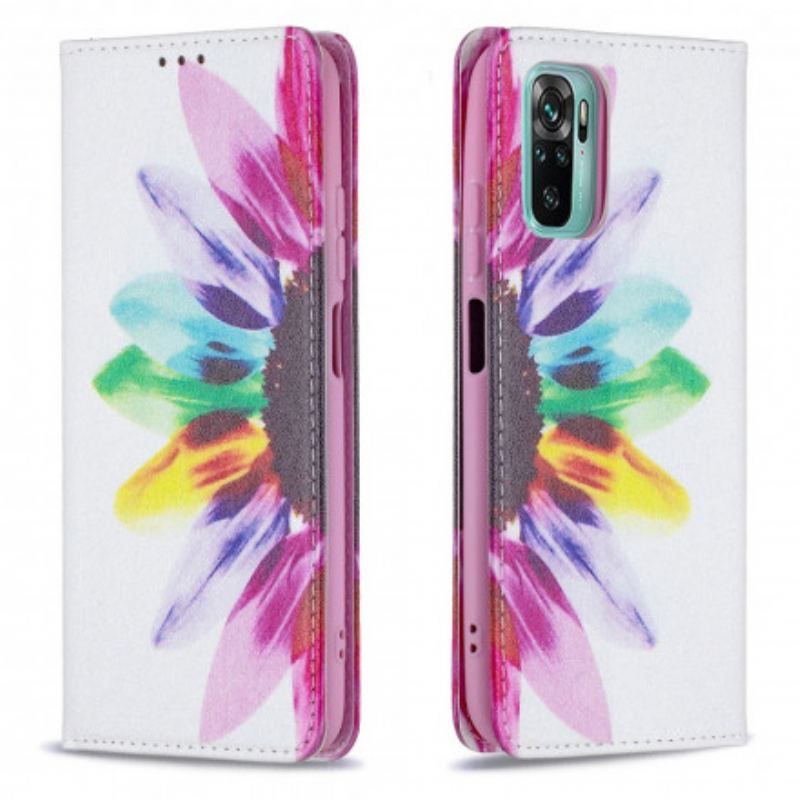 Cover Xiaomi Redmi Note 10 / 10S Flip Cover Akvarel Blomst