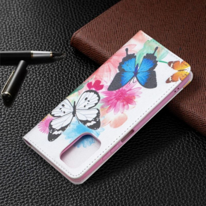 Cover Xiaomi Redmi Note 10 / 10S Flip Cover Farverige Sommerfugle