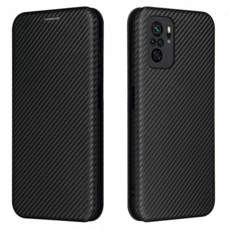 Cover Xiaomi Redmi Note 10 / 10S Flip Cover Kulfiber Med Støttering