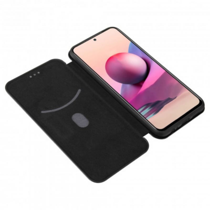 Cover Xiaomi Redmi Note 10 / 10S Flip Cover Kulfiber Med Støttering