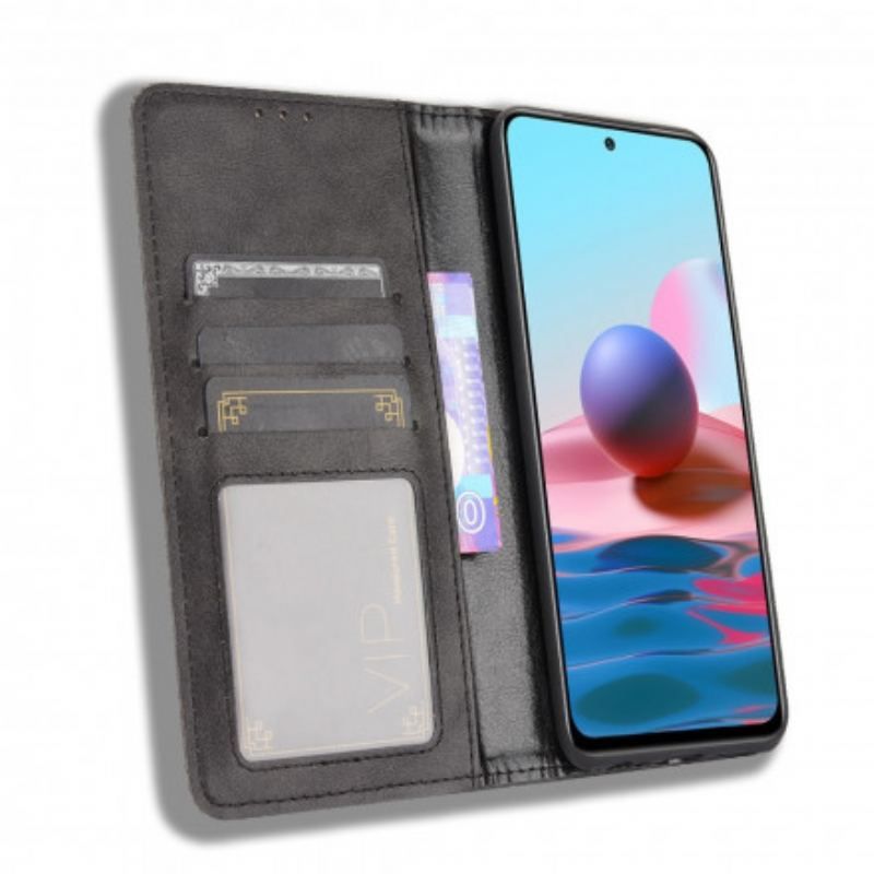 Cover Xiaomi Redmi Note 10 / 10S Flip Cover Stiliseret Vintage Lædereffekt